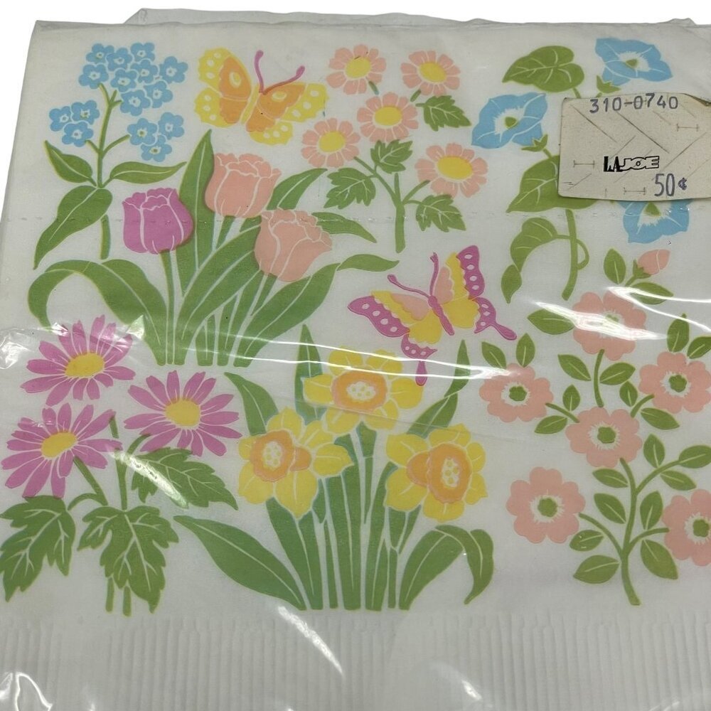 Vintage American Greetings Forget Me Not Napkins 16 Spring Floral LA Joe Tag